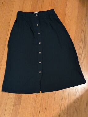 LC Lauren Conrad Black Button-Front Midi Skirt